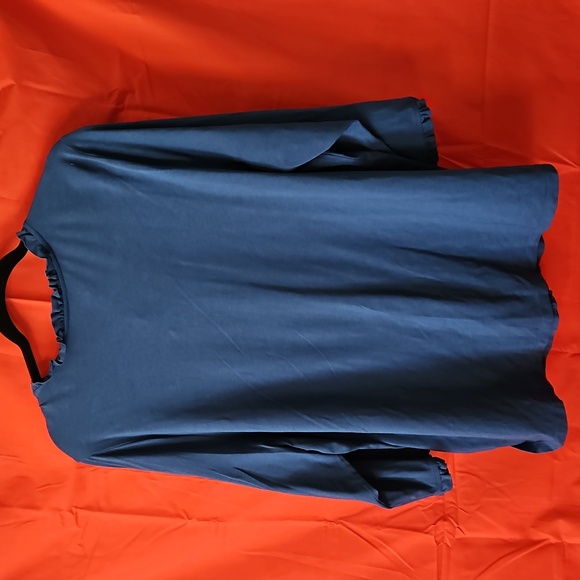 Lands' End 2X Teal Ruffle Button-Up Shirt EUC - Picture 2 of 7